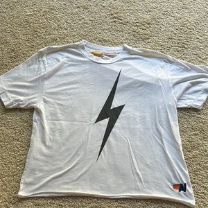 Aviator Nation White Tee with Black Lightning Bolt